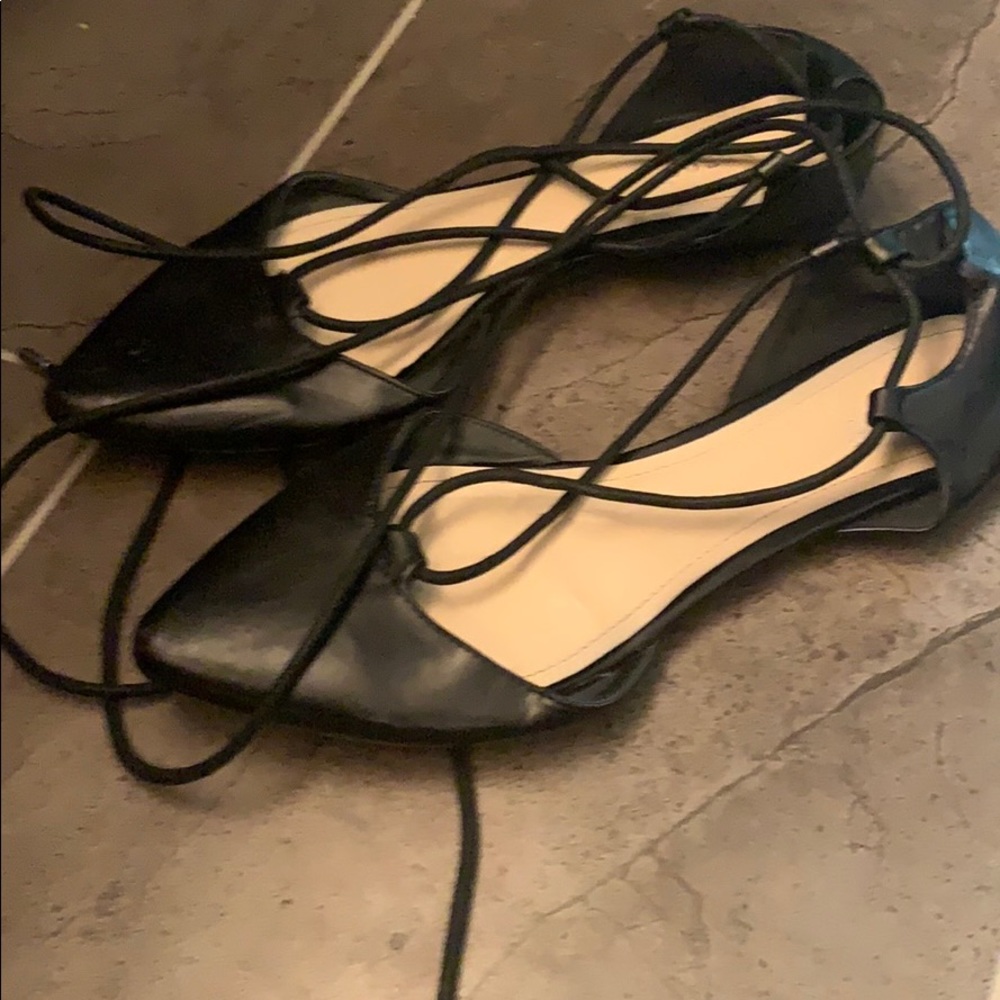 Black pleather flats